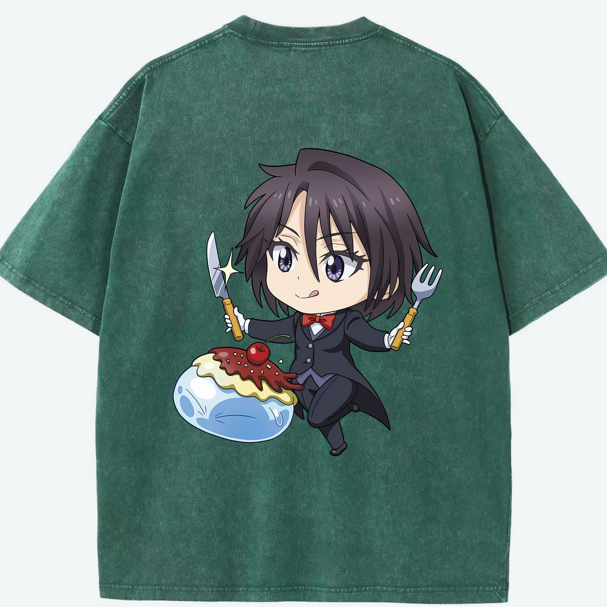 （画像用） 転スラ Regarding Reincarnated to Slime 綿100% ヴィンテージ風 半袖Tシャツ（背面プリント）